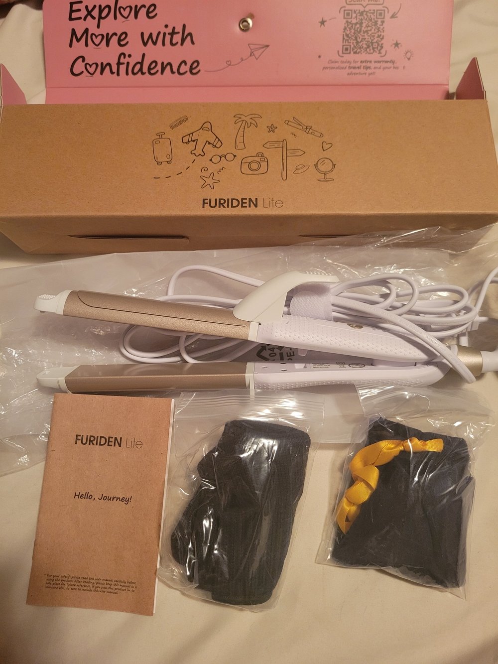 Furiden Lite Travel Hair Straightener And Curler 2 In 1- White & Gold
